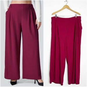 Halara Flex High Waisted Wide Leg Waffle Work Pants – Plus Size 2X – Burgundy